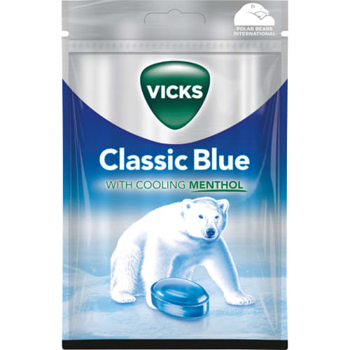 Vicks Blue Classic Halstablett - Mint-Flavored Lozenges 72g