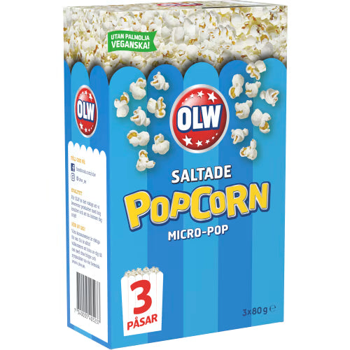 OLW Micropop Saltade Popcorn - Micropop Salted Popcorn 3x80g