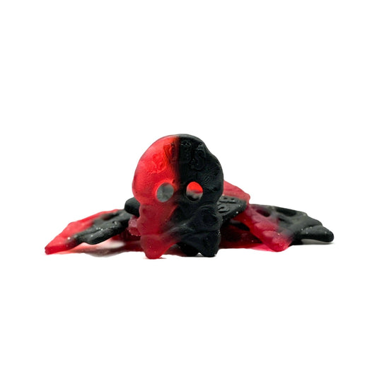 BUBS Large Raspberry Licorice Skulls 50g