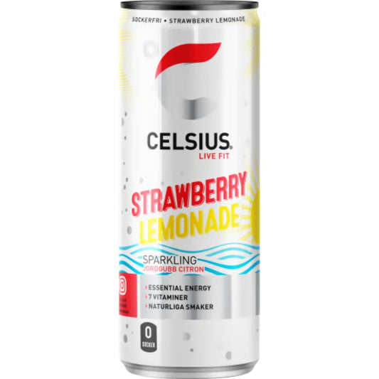 Celsius Strawberry Lemonade Energidryck Burk - Energy Drink 35.5cl