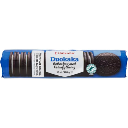 Eldorado Duokaka Kakao & Kräm - Crispy Cocoa-flavored Biscuits and Creamy filling 176g