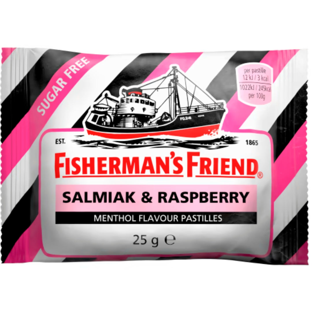 Fisherman's Salmiak & Raspberry Sugar Free with Salmiak & Raspberry Flavour 25g