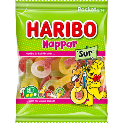 Haribo Sura Nappar – Sour Gummy Pacifiers 80g
