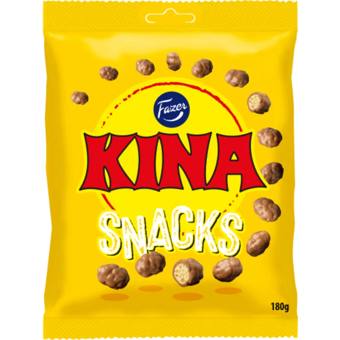 Fazer Kina Gula Snacks - Crunchy Wheat Puffs Coated in Chocolate 180g