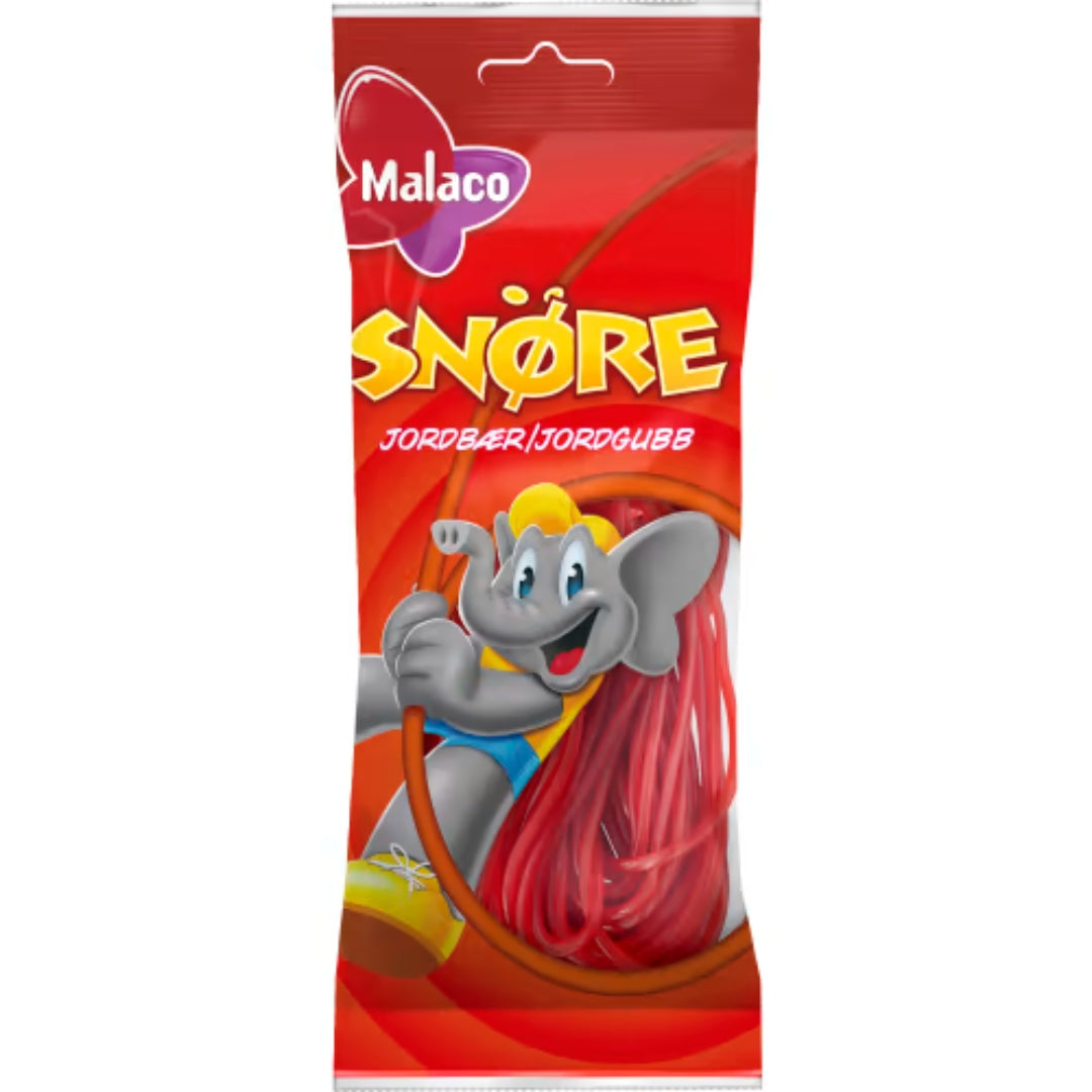 Malaco Snöre Jordgubb – Strawberry Laces 94g