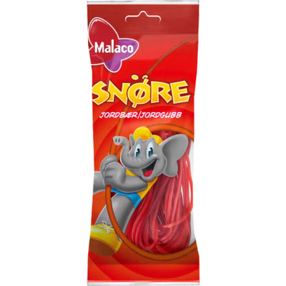 Malaco Snöre Jordgubb – Strawberry Laces 94g
