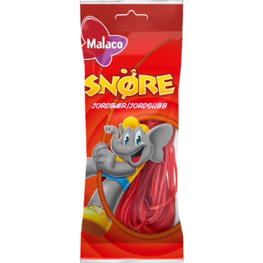 Malaco Snöre Jordgubb – Strawberry Laces 94g