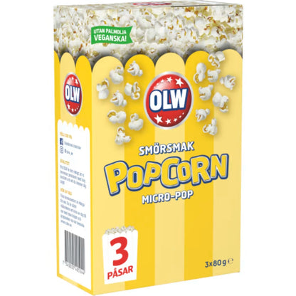 OLW Micropop Smör Popcorn - Micropop Butter Popcorn 3x80g