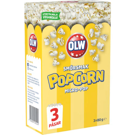 OLW Micropop Smör Popcorn - Micropop Butter Popcorn 3x80g