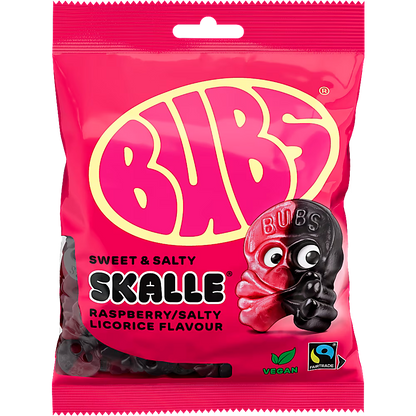 Bubs Skalle Hallon/Lakrits – Raspberry/Liquorice Skulls 190g