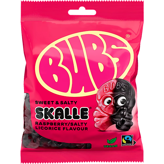Bubs Skalle Hallon/Lakrits – Raspberry/Liquorice Skulls 190g