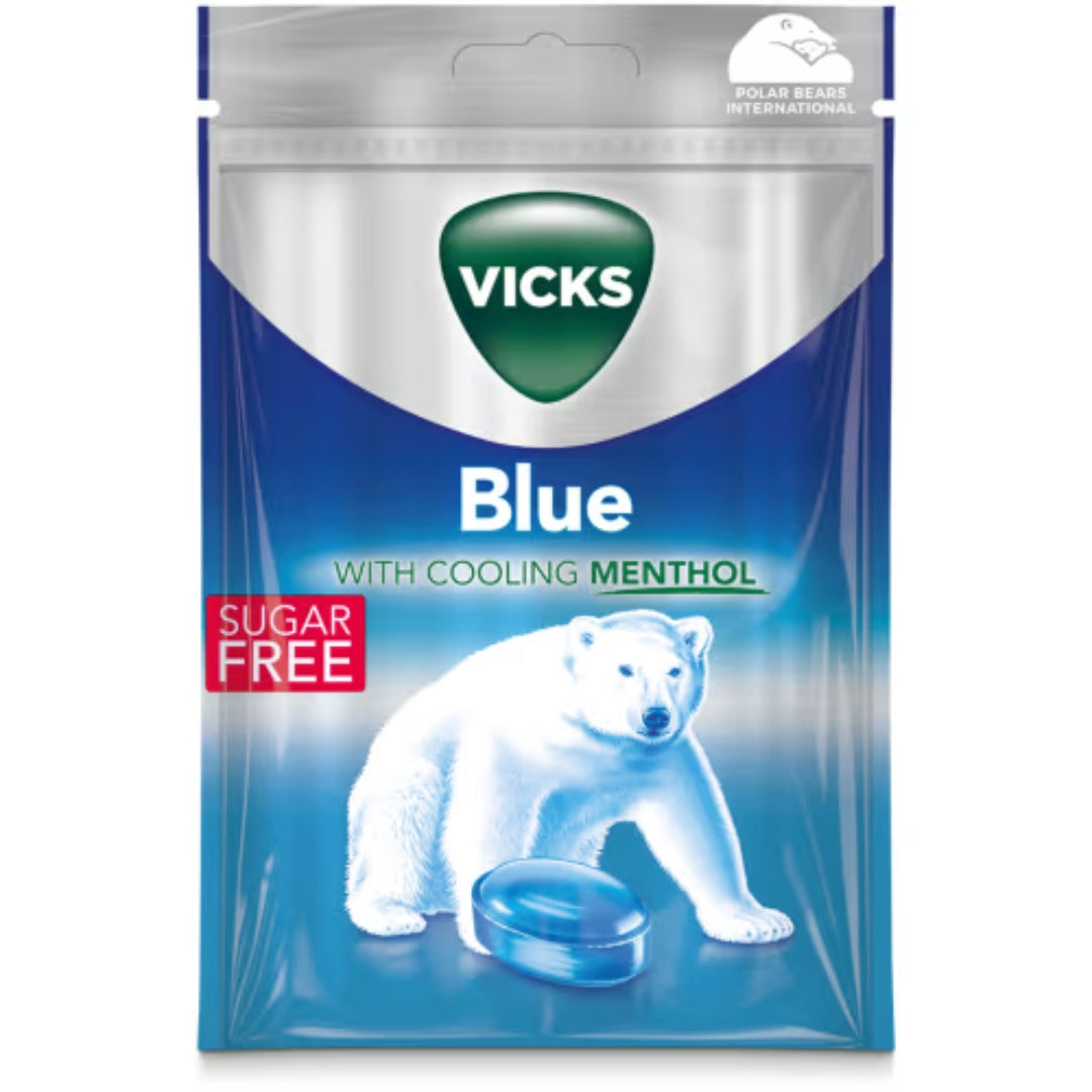 Vicks Blue Sockerfri Halstablett - Sugar-Free Mint-Flavored Lozenges 72g