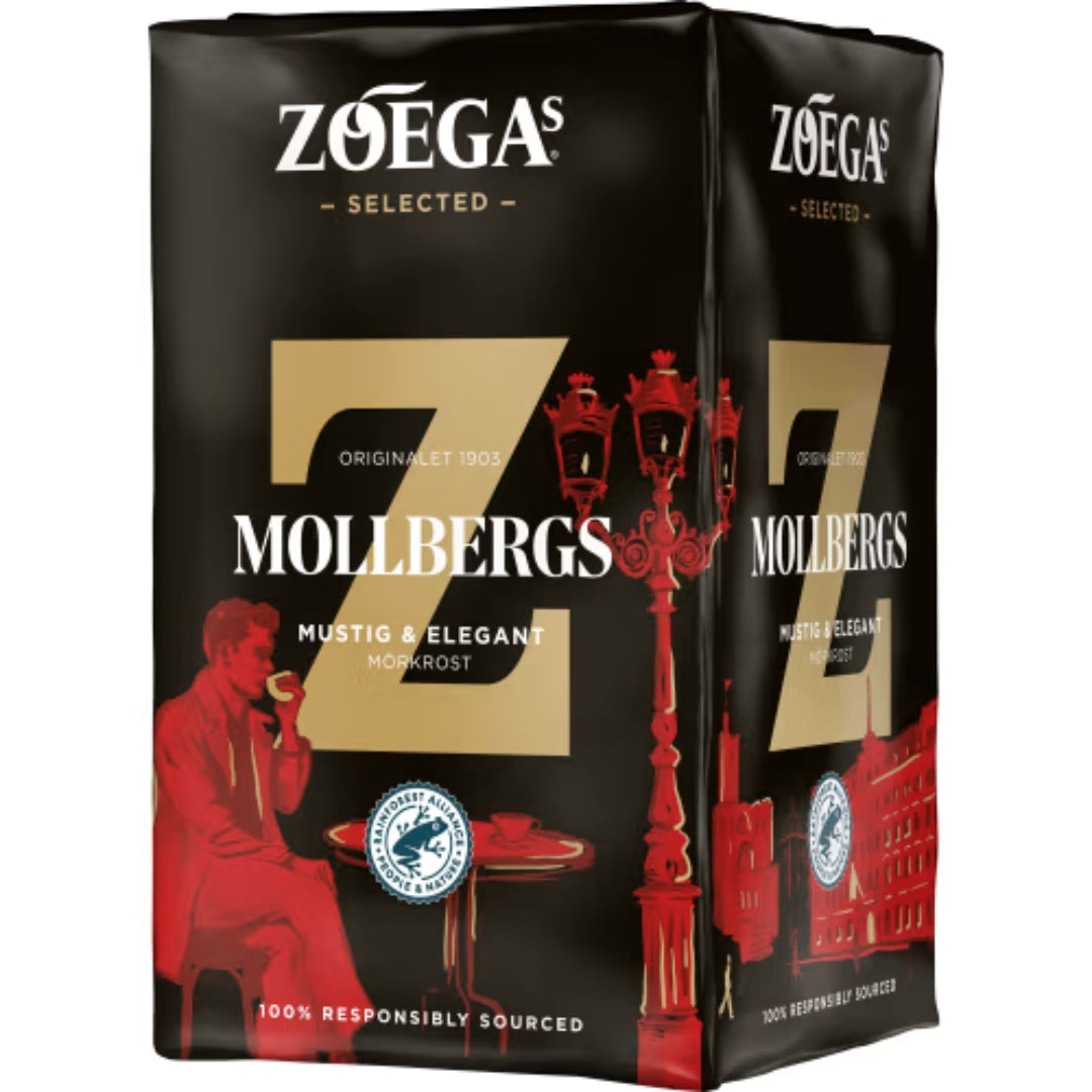 Zoégas Kaffe Mollbergs - Dark Roast Coffee with notes of Blackcurrant and Caramel 450g