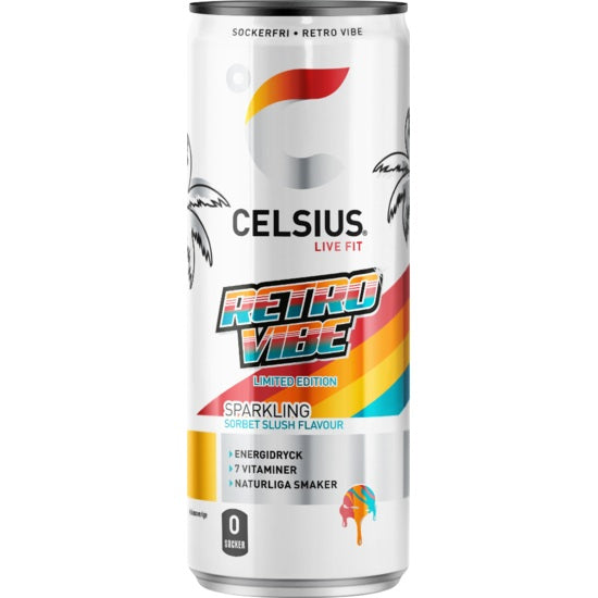 Celsius Retro Vibe Energidryck Burk - Retro Vibe Energy Drink 35.5cl
